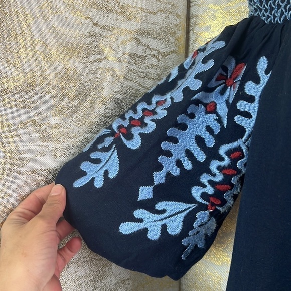 Zara Blumenmuster Embroidered Off Shoulder Tunic Dress Flower Embroidery Size S - Picture 8 of 15